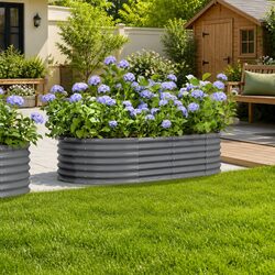 Garden Raised Bed Planter Galvanised Steel Frame Outdoor Flower Vegetables Herbs