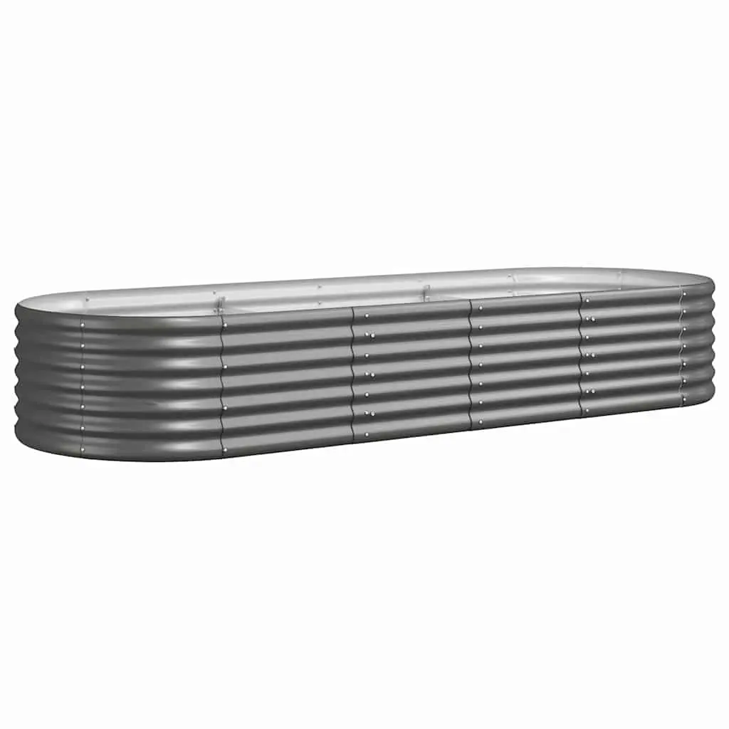 Garden Raised Bed Planter Box Galvanised Steel Frame Grey 224 x 80 x 36 cm