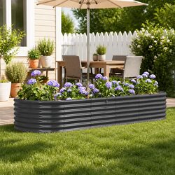 Raised Garden Bed Planter Box Outdoor Vegetable Flower Anthracite 224x80x36cm