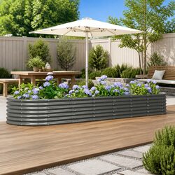 Garden Raised Bed Galvanised Steel Planter Box Outdoor Vegetables Flowers Herbs