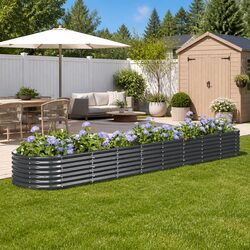 Garden Raised Bed Galvanised Steel Planter Box Outdoor Patio Balcony 368x80x36cm