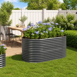 Garden Raised Bed Galvanised Steel Planter Outdoor Flower Vegetable Herb Pot Box