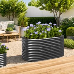 Raised Garden Bed Galvanised Steel Planter Outdoor Pots Vegetables Flowers Herbs