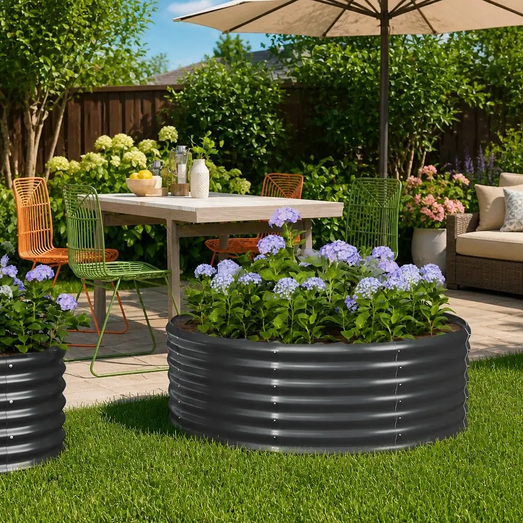 Garden Raised Bed Planter Box Galvanised Steel Anthracite 100x100x36 cm