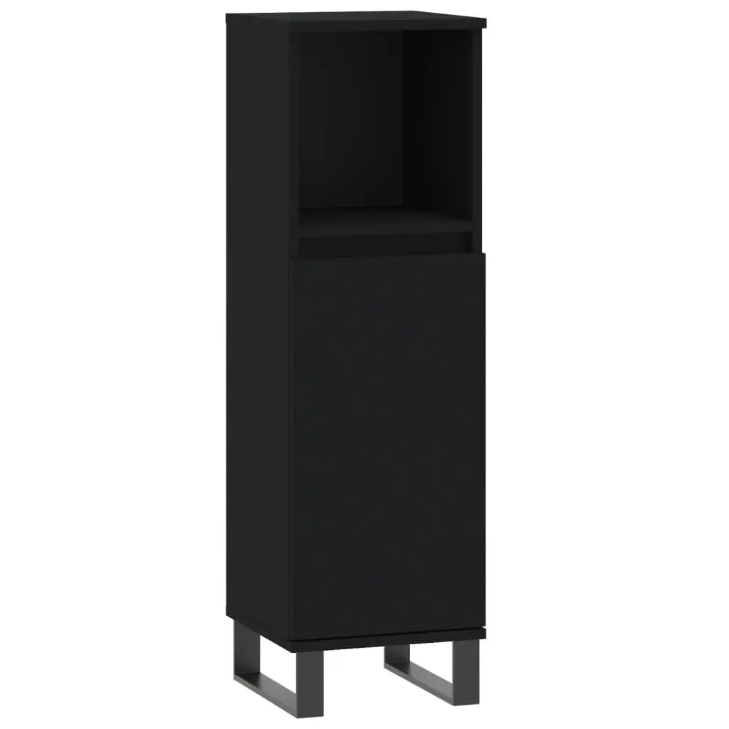 3 Piece Bathroom Furniture Set Engineered Wood Cabinet Sink Vanity Black
