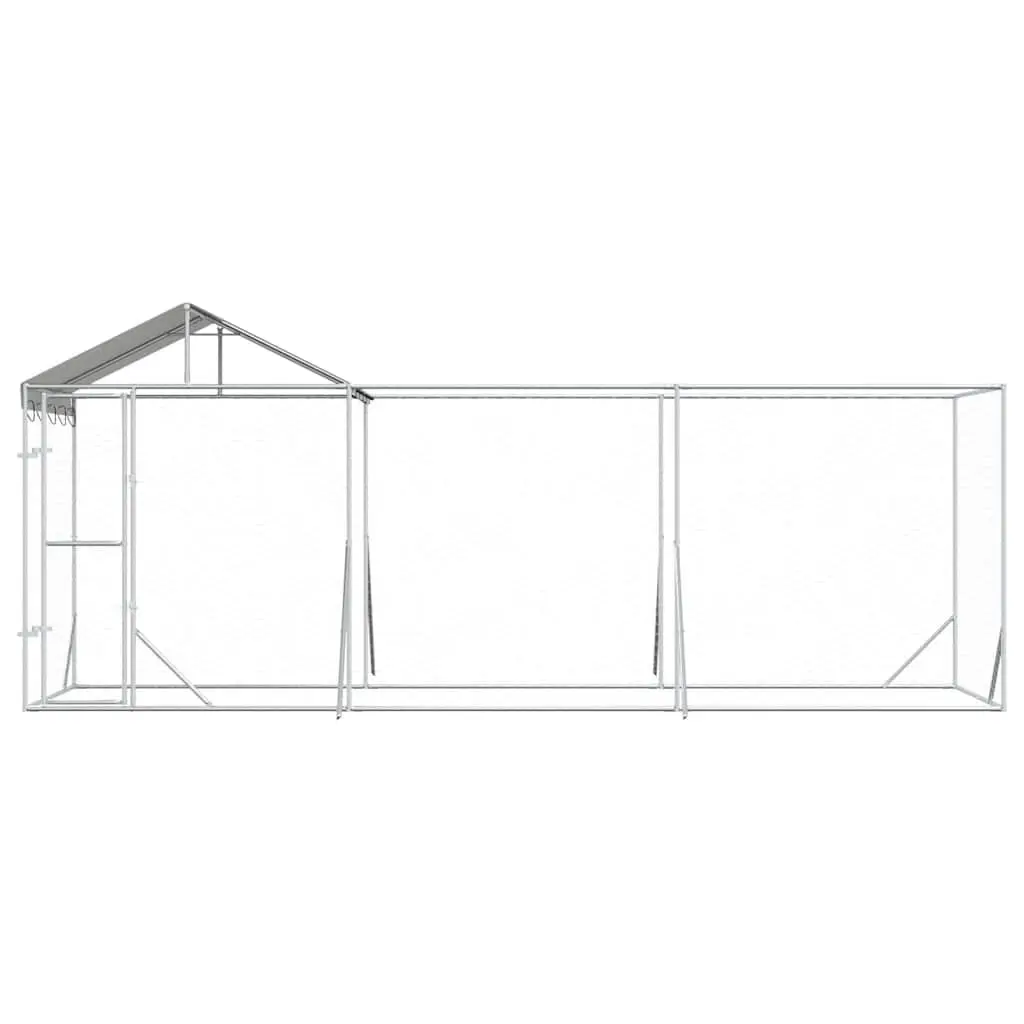 Dog Kennel Outdoor Enclosure with Roof 6x2x2.5m Silver Galvanised Steel