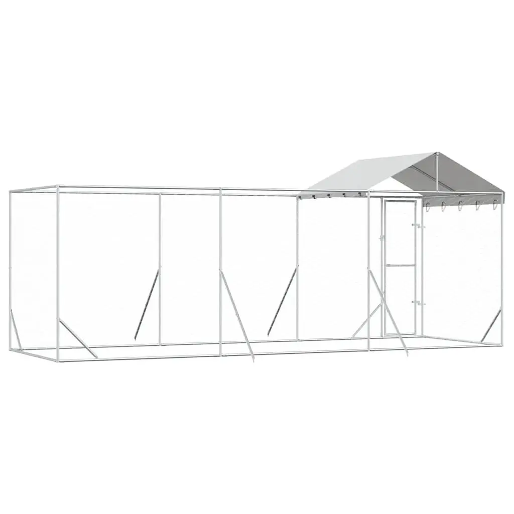 Dog Kennel Outdoor Enclosure with Roof 6x2x2.5m Silver Galvanised Steel