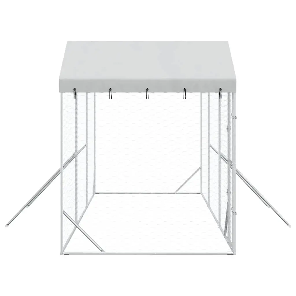 Dog Kennel Outdoor Enclosure with Roof 6x2x2.5m Silver Galvanised Steel