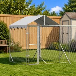 Outdoor Dog Kennel with Roof Silver 10x2x2.5m Galvanised Steel Enclosure Run