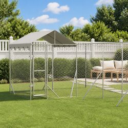 Outdoor Dog Kennel with Roof Silver 10x8x2.5m Galvanised Steel Enclosure Run