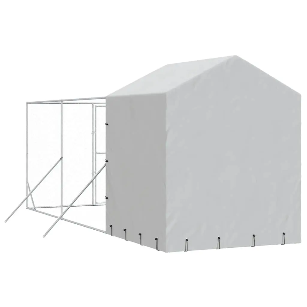 Outdoor Dog Kennel with Roof Galvanised Steel 2x6x2.5m Silver