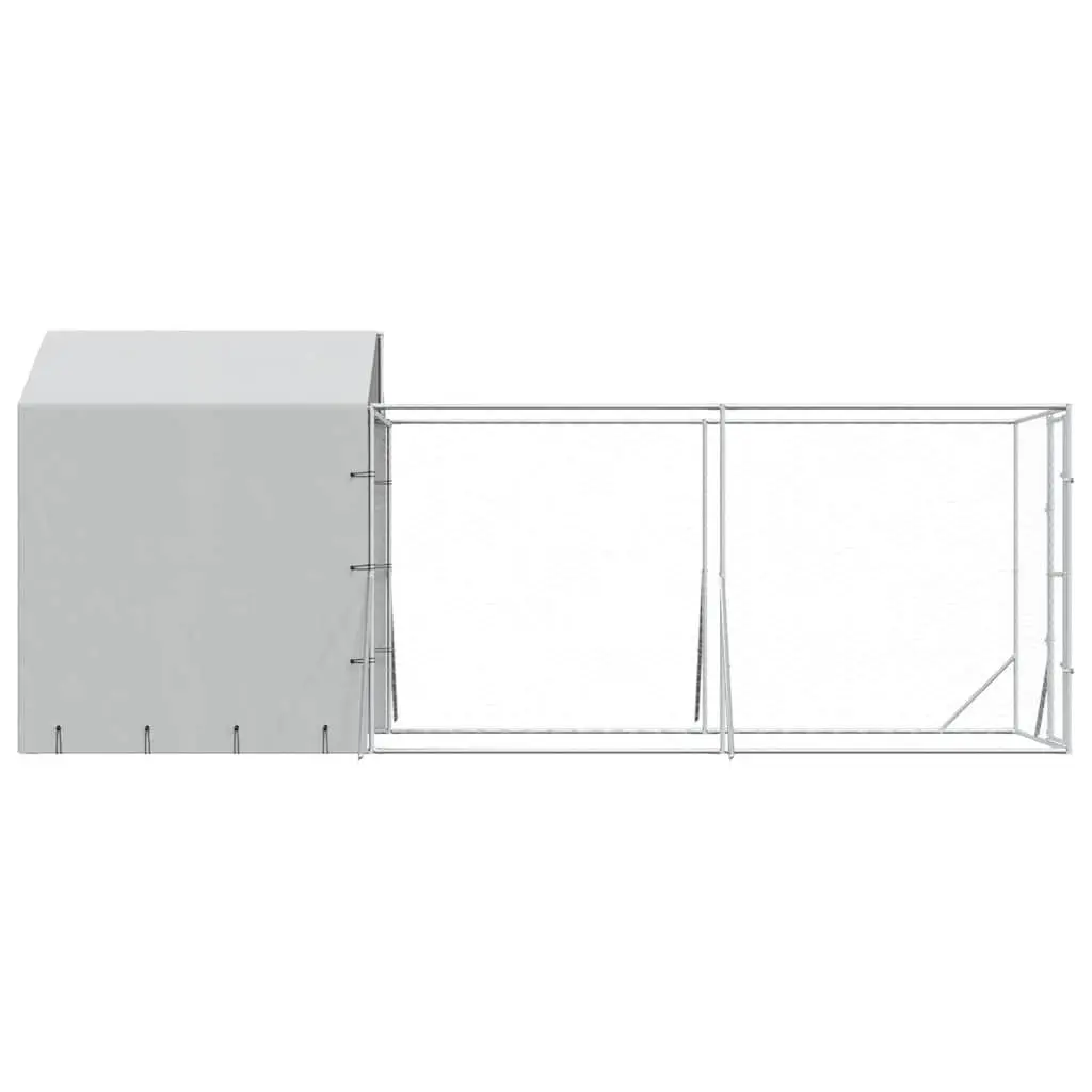 Outdoor Dog Kennel with Roof Galvanised Steel 2x6x2.5m Silver
