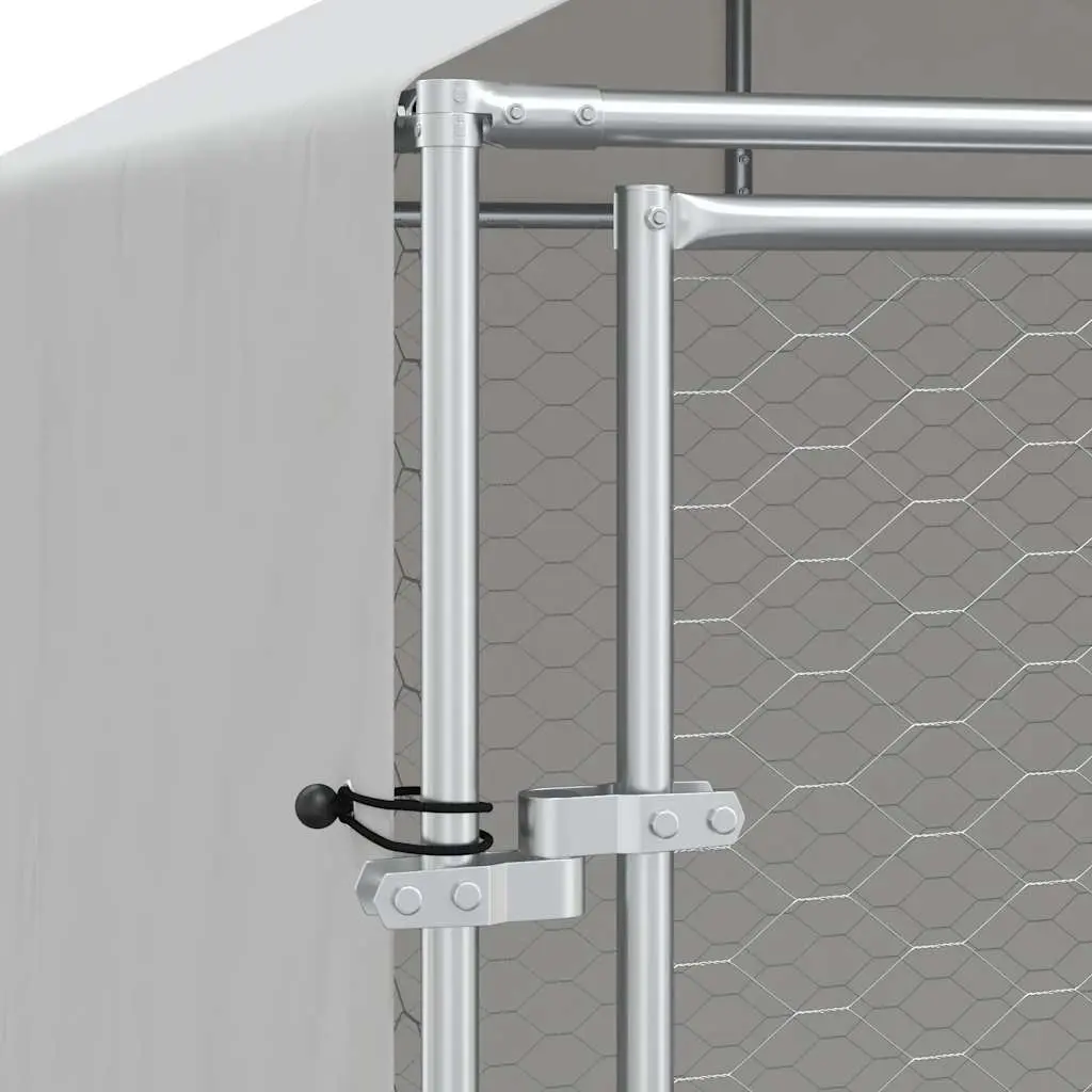 Outdoor Dog Kennel with Roof Galvanised Steel 2x6x2.5m Silver