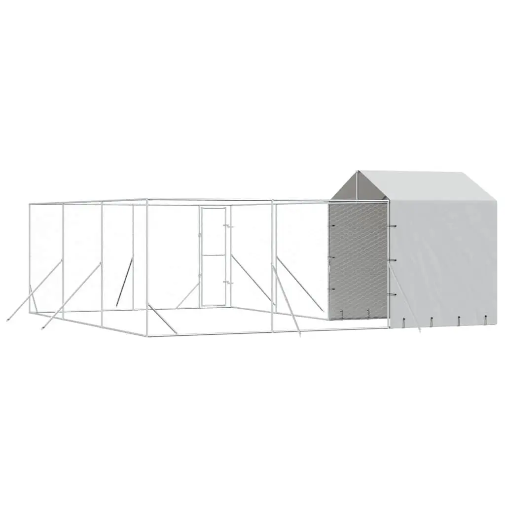 Dog Kennel with Roof Galvanised Steel 6x6x2.5m Silver