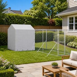 Outdoor Dog Kennel with Roof Silver 10x6x2.5 m Galvanised Steel Enclosure Run