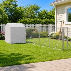 Outdoor Dog Kennel with Roof Silver 10x10x2.5m Galvanised Steel Pet Run