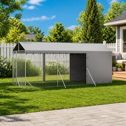Outdoor Dog Kennel with Roof Silver 2x6x2.5 m Galvanised Steel Enclosure Run