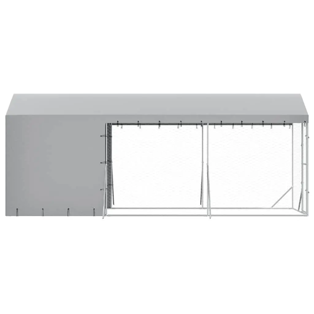 Outdoor Dog Kennel with Roof Galvanised Steel 2x6x2.5m Silver