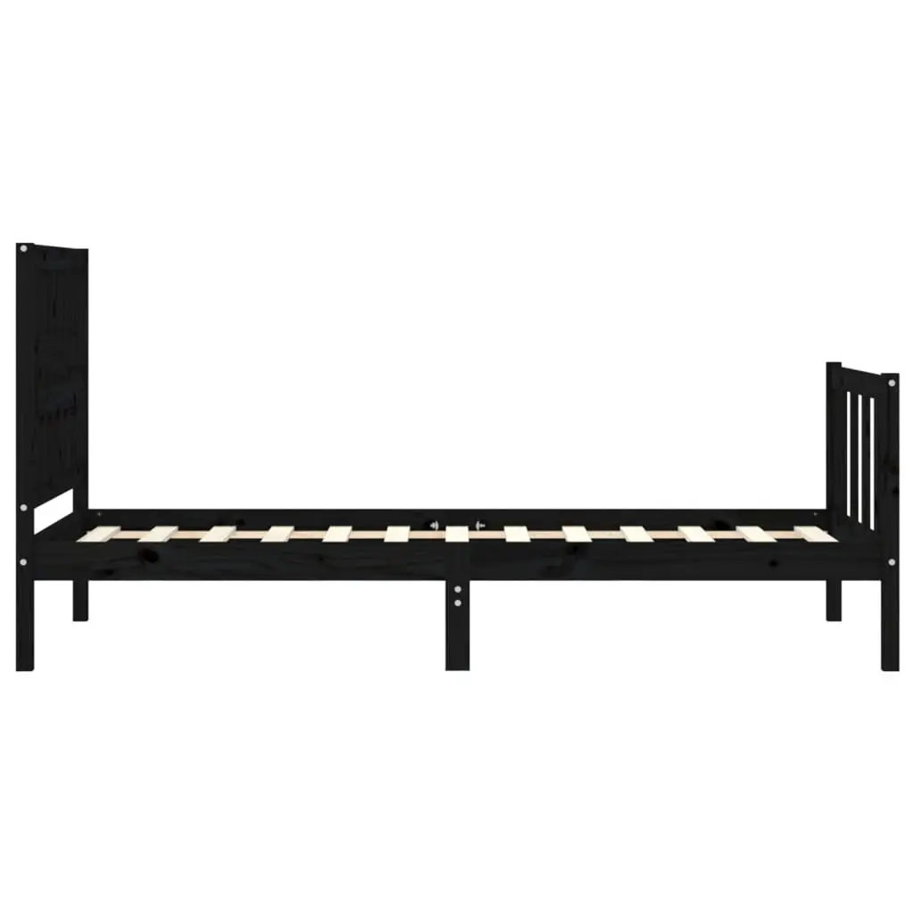Bed Frame Solid Pine Wood 90x190 cm Black