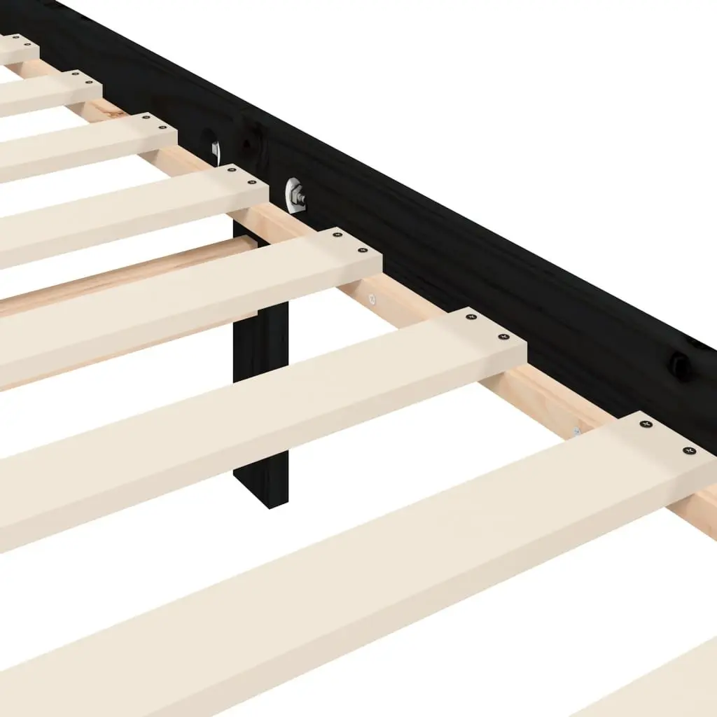 Bed Frame Solid Pine Wood 90x190 cm Black