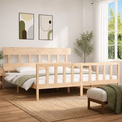 King Bed Frame 183x203 cm Solid Pine Wood Wooden Bedroom Furniture Slats
