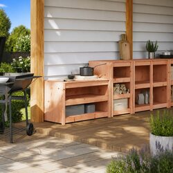 Outdoor Kitchen Cabinets 2 pcs Solid Wood Storage Cupboard Garden Furniture