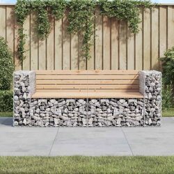 Garden Bench Gabion Design Outdoor Seating Solid Pine Wood Backyard Patio