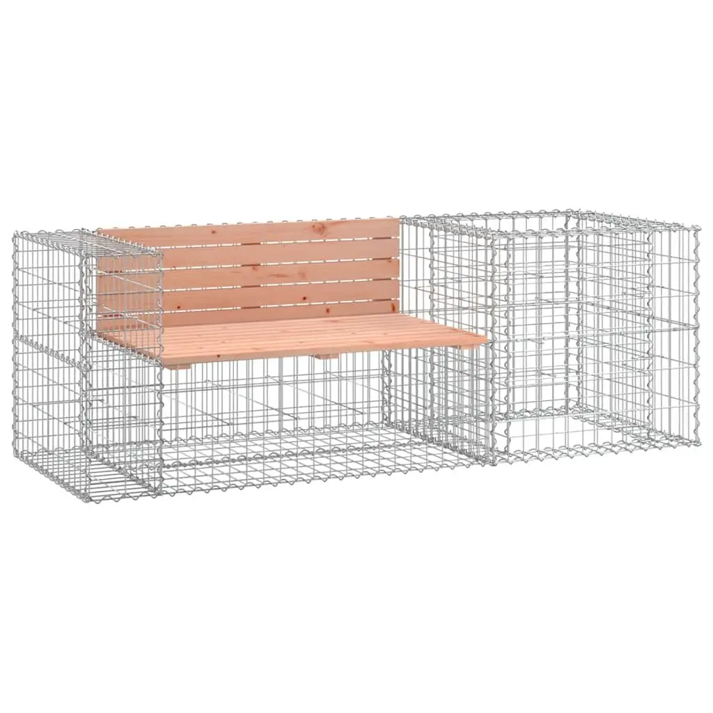 Garden Bench Solid Wood Outdoor Seating with Gabion Basket Steel Base Brown