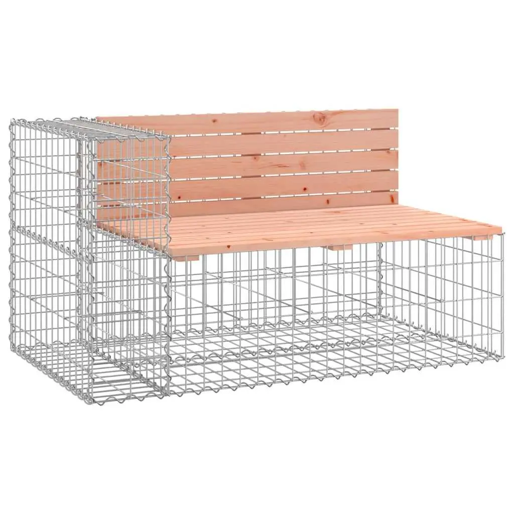 Garden Bench Solid Wood Outdoor Seating with Gabion Basket Steel Base Brown