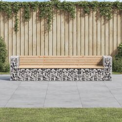 Outdoor Garden Bench Gabion Design Solid Pine Wood Seating Patio Backyard