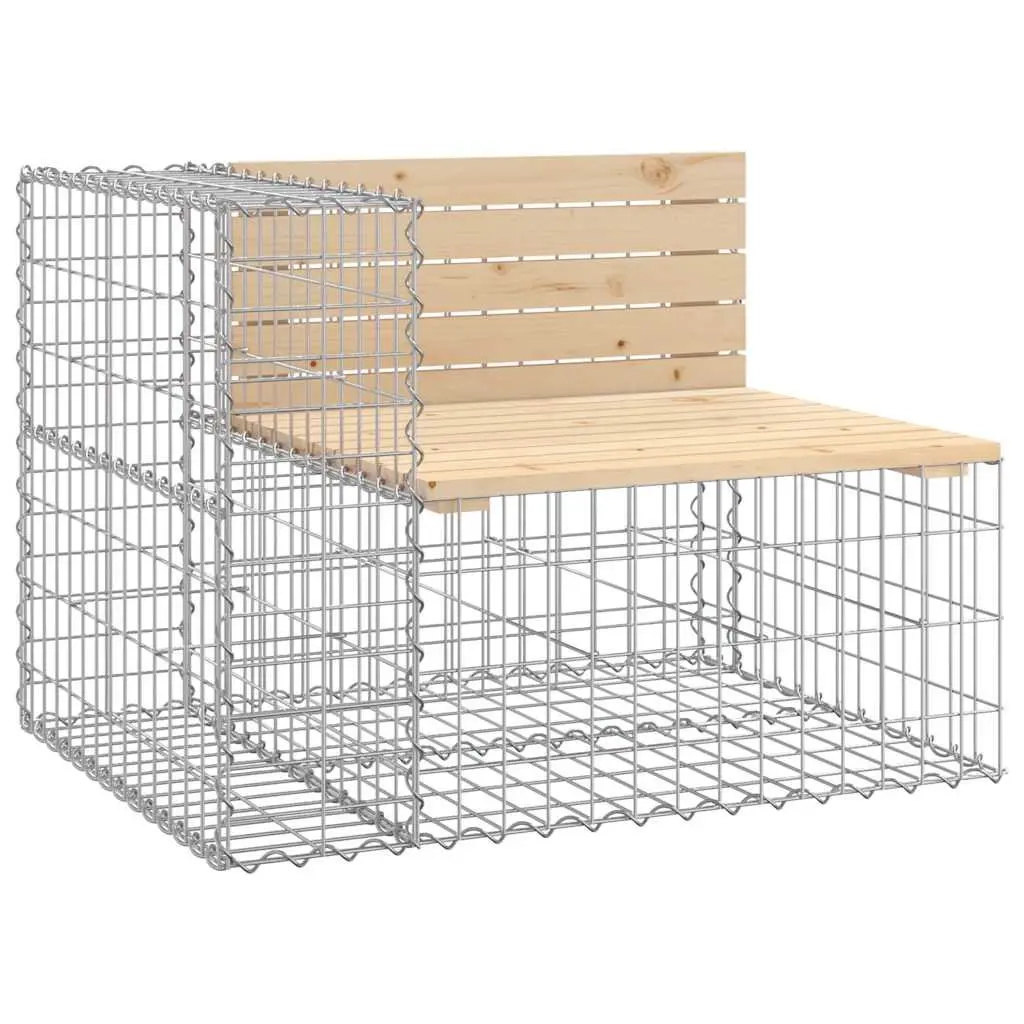 Outdoor Garden Bench Gabion Design Solid Pine Wood Seating Patio Backyard