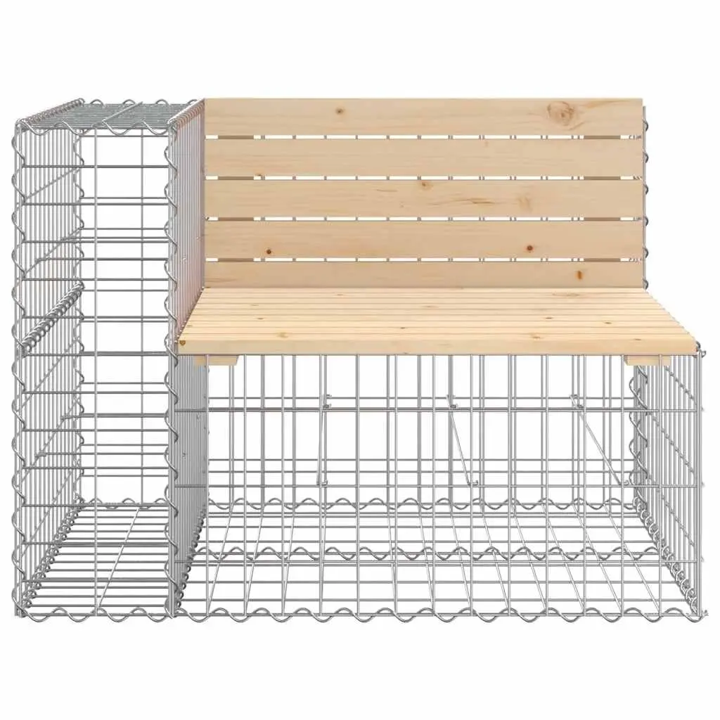 Outdoor Garden Bench Gabion Design Solid Pine Wood Seating Patio Backyard