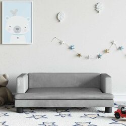 Kids Sofa Light Grey Velvet Soft Padded Children's Couch Furniture Playroom