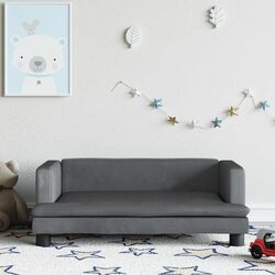 Kids Sofa Grey Velvet Padded Children's Couch Lounge Seat Furniture 80x45x30cm
