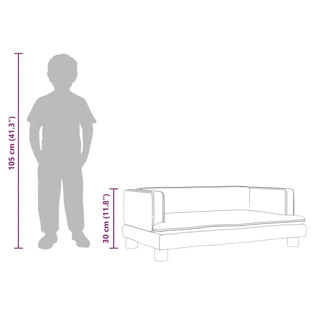 Kids Sofa Padded Velvet Grey 80x45x30cm