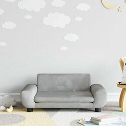 Kids Sofa Grey Velvet Padded Children's Couch Comfortable Relaxation Furniture