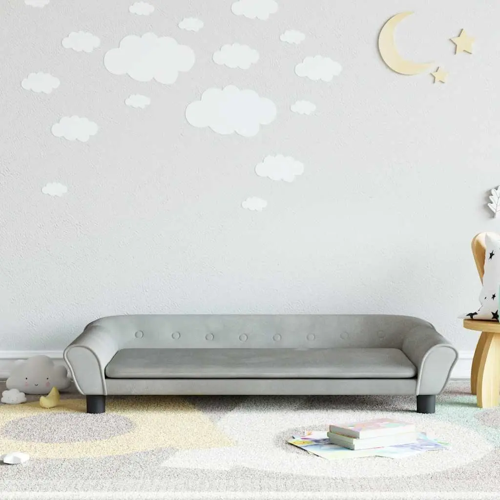 Kids Sofa Padded Grey Velvet Children's Couch