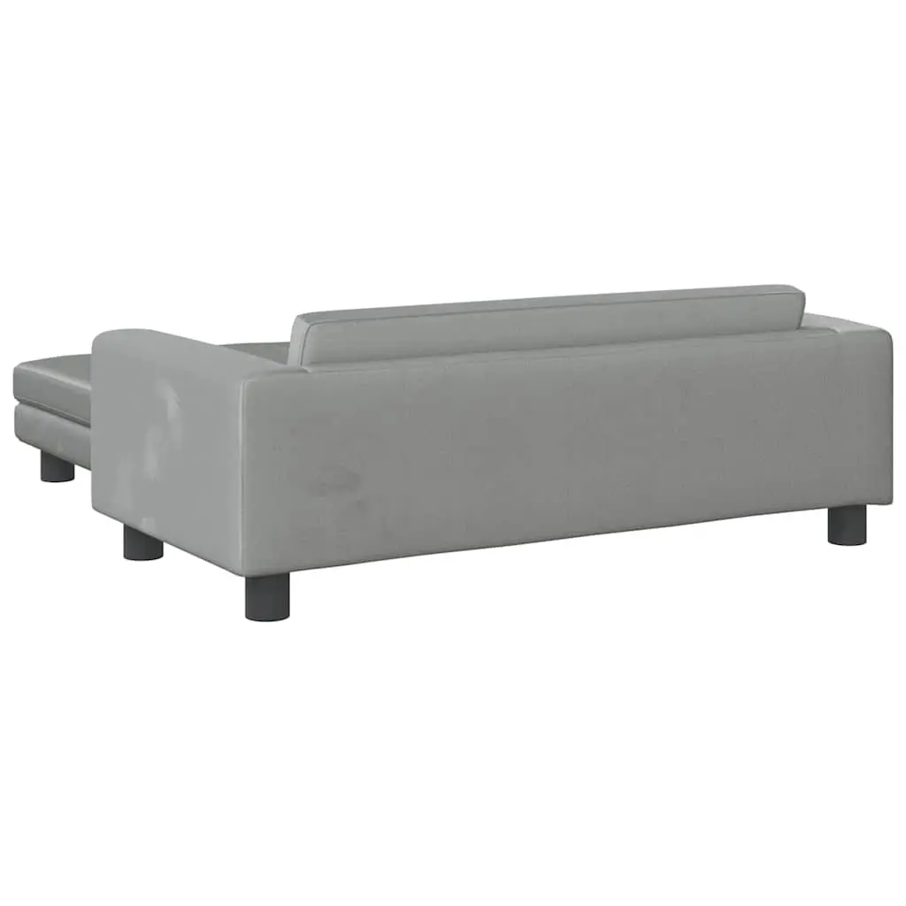 Kids Sofa Padded Velvet Light Grey with Footstool Solid Pine Wood Frame