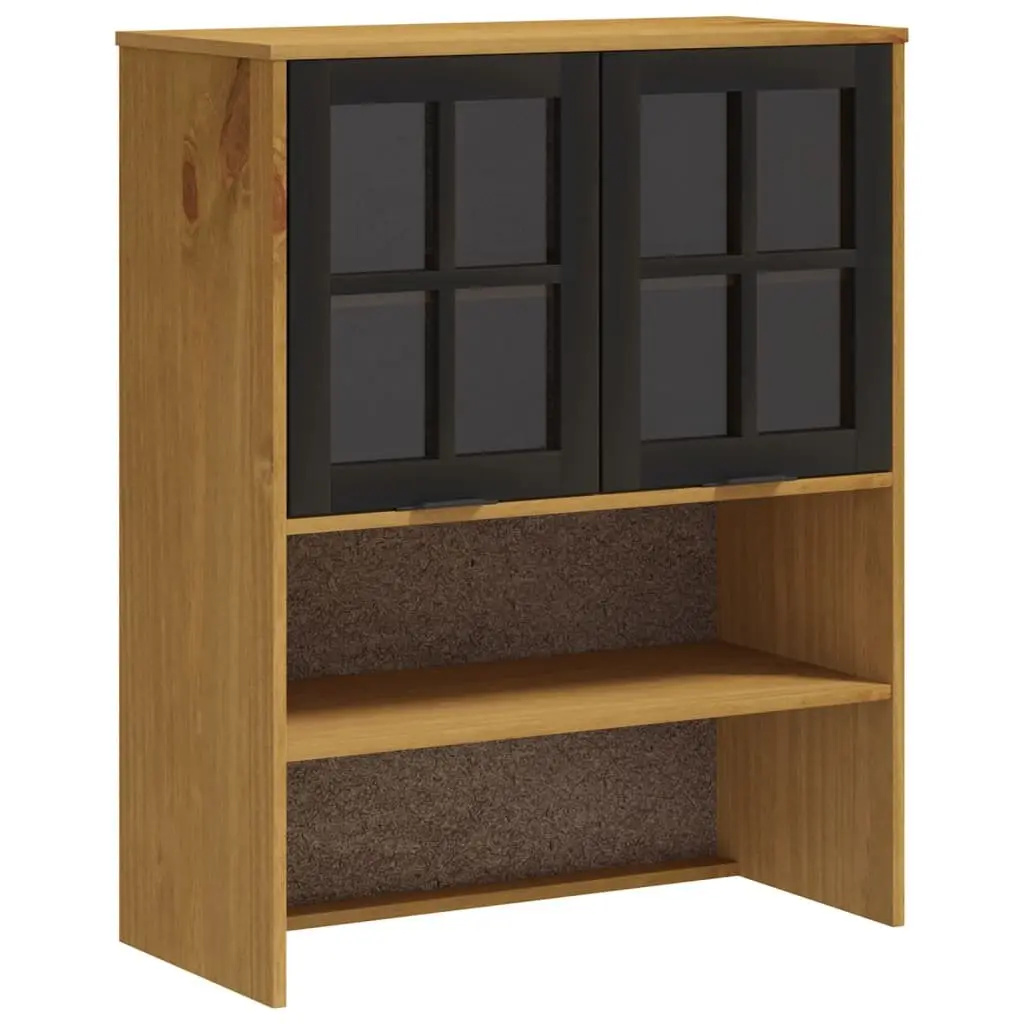 Highboard Solid Pine Wood Storage Cabinet with Glass Doors Shelves Drawers Brown 80x40x180 cm