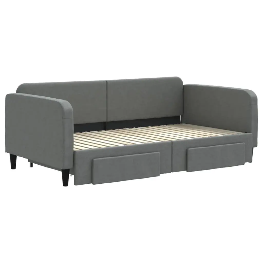 Daybed with Trundle and Storage Drawers Grey Sofa Bed