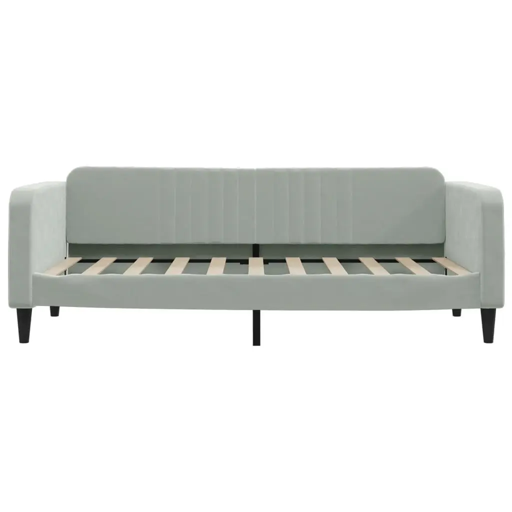Daybed with Trundle 90x190 cm Grey Wood Metal Velvet Modern