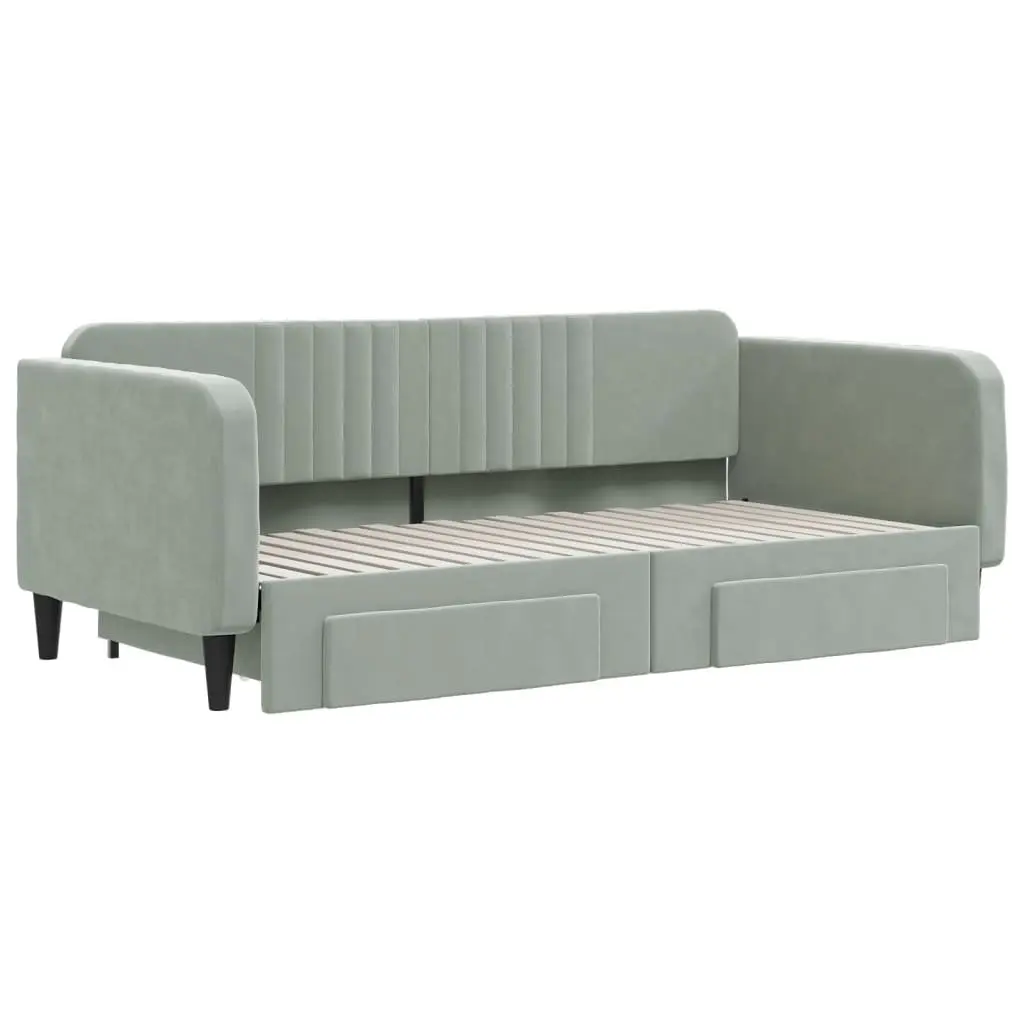 Daybed with Trundle and Storage Drawers 90x190 cm Grey Velvet