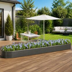 Garden Raised Bed Galvanised Steel Planter Box Outdoor Vegetable Flower Herb Pot
