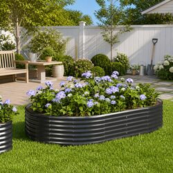 Raised Garden Bed Galvanised Steel Planter Outdoor Pots Vegetables Flowers Herbs