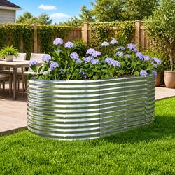 Galvanised Steel Raised Garden Bed Planter Outdoor Flowers Vegetables Herbs Box