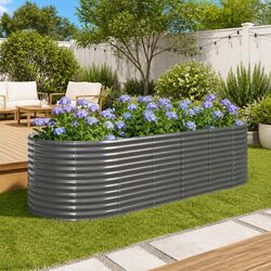 Garden Raised Bed Galvanised Steel Planter Box Outdoor Vegetable Flower Patio