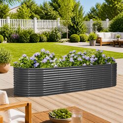 Garden Raised Bed Planter Box Galvanised Steel Frame Outdoor Anthracite