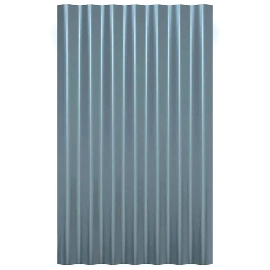 Metal Roof Panels 12 Pieces Galvanised Steel Grey Corrugated Shingles 60x36cm