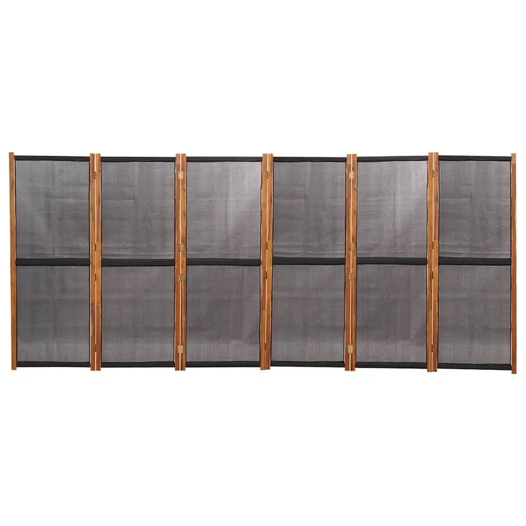 6-Panel Room Divider Folding Privacy Screen Black Indoor Outdoor