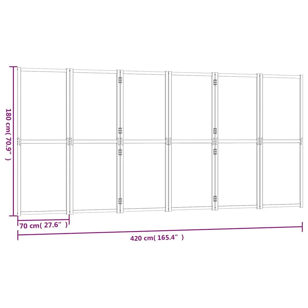 6-Panel Room Divider Folding Privacy Screen Black Indoor Outdoor